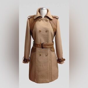 Leather Wool Trench Coat